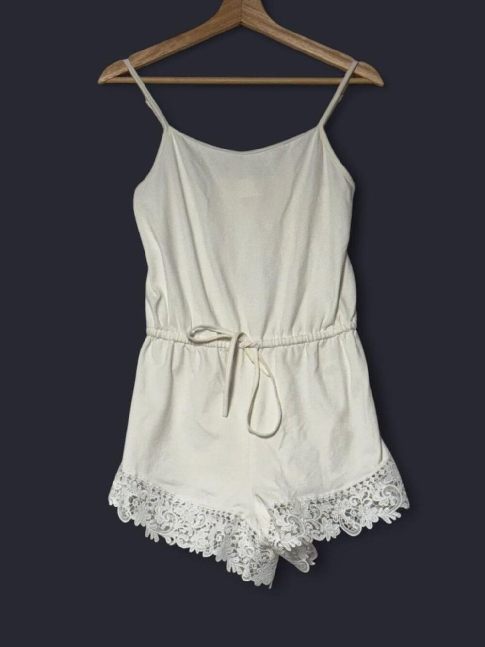 Le Rose Stories Romper Women's Size XS Ivory Bridal Drawstring Adjusts Straps La